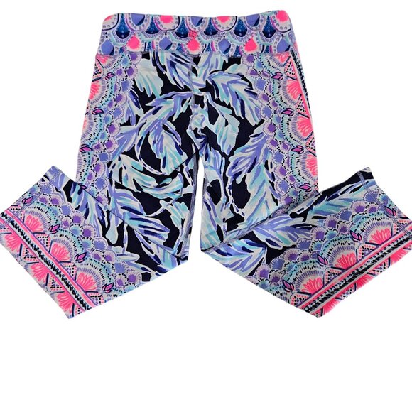 Lilly Pulitzer Luxletic Leggings Small Weekender Crop Flock Together Print Pink - Picture 1 of 9